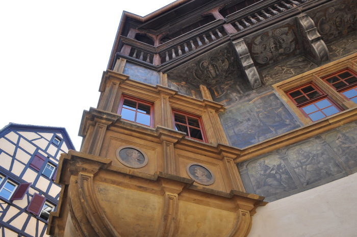 Detalhe das casas no estilo Enxaimel em Colmar