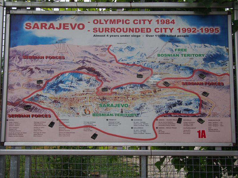 Túnel da Esperança em Sarajevo na Bósnia e Herzegovina - Mapa do Cerco de Sarajevo