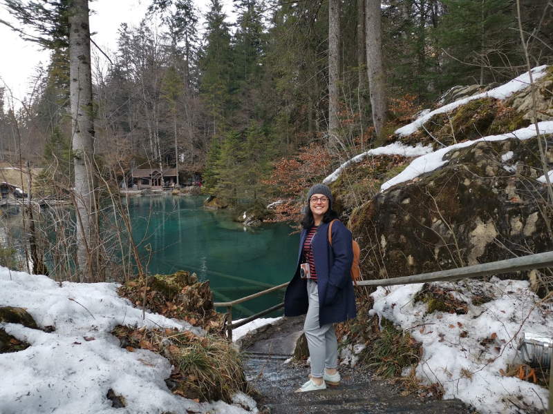 Lago Blausee no Inverno com neve