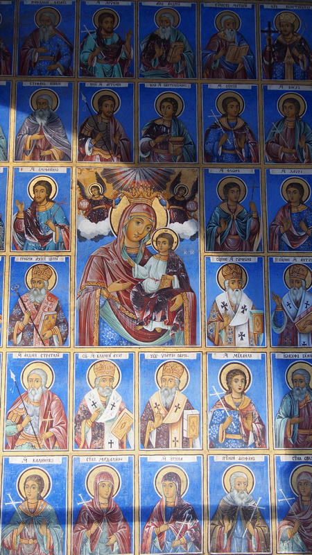 Monastério de Rila na Bulgária - Afrescos bíblicos no corredor da Igreja da Natividade