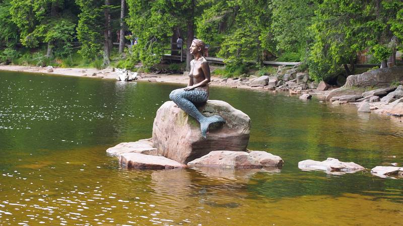 floresta negra mummelsee seebach baden wurttemberg alemanha - estátua da sereia do lago, a Mümmlein