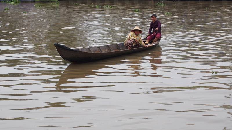 Delta do Mekong Ho Chi Minh City Vietnam - Pelos canais do Delta em barco típico usando Non Lá
