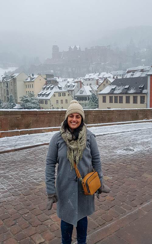 Mercado de Natal Heidelberg Alemanha - Vista do castelo a partir da ponte