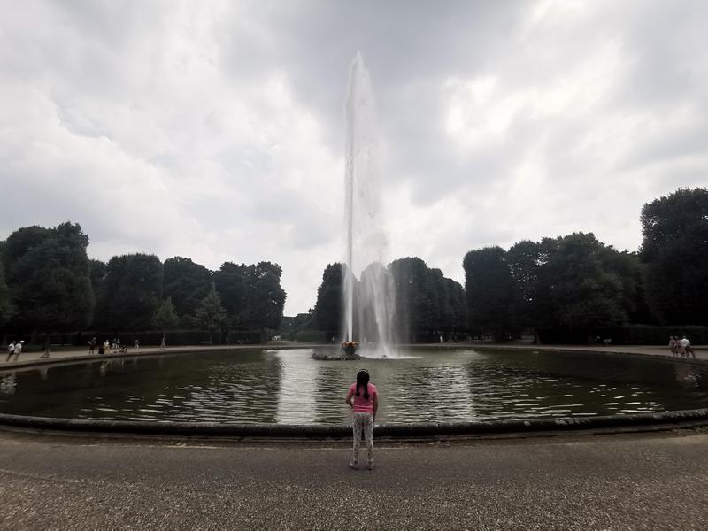 Large fountain in the Herrenhausen Gardens in Hannover Germany