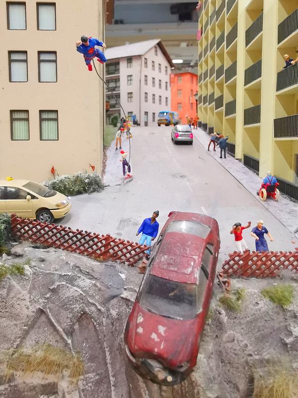 Superman no Miniatur-Wunderland em Hamburgo na Alemanha