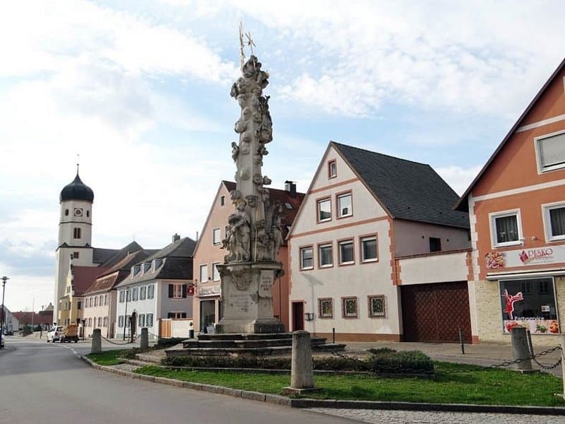 Pestsäule or Dreifaltigkeitssäul in Wallerstein in Germany
